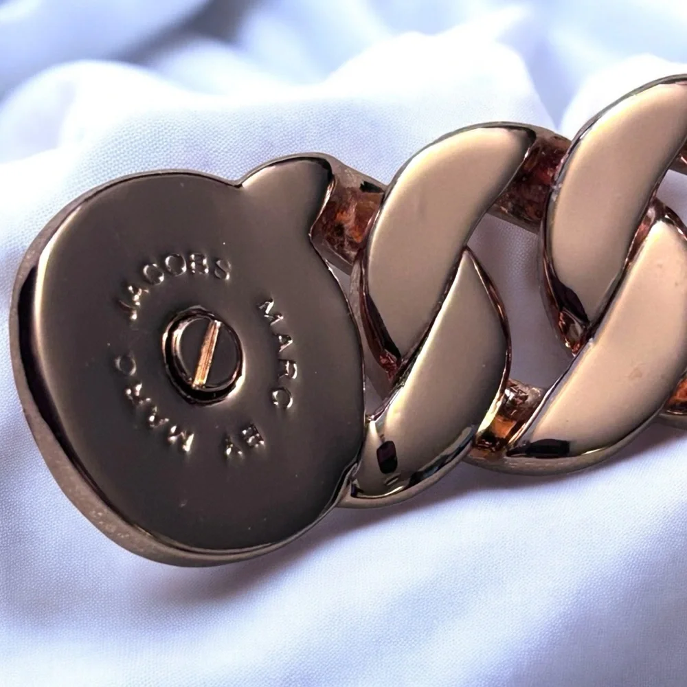 New Marc by Marc Jacobs Rose Gold Bracelet Dust Bag Metal Link Luxury - Picture 7 of 9